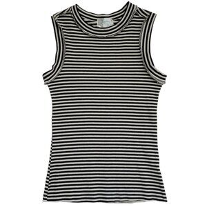 Black and White Fitted Striped Tank Top Size Small